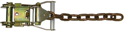 Ratchet with chain for easy key slot tie down.  A must have for the towing and transport.  Ratchet, chains, hooks, straps, wheel, lift, wrecker, roll, back, flat, bed, carriers, transport, tow, accessoires, equipment, trailer,