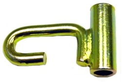 Side facing hook for attaching ratchet to L arm by hooking through hole on the L-arm, or hole on the wheel lift.  Towing, tow, parts, accessories, equipment, hooks, ratchets, chains, straps, basket, l arm, tire, lift, jerr dan, transport, flat bed,