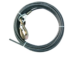 3/8" diameter steel core winch cable with standard alloy hook.  Used for most 19' to 21' carriers with 8,000lb winches, OEM Jerr Dan equipment.  Available in lengths of - 50', 75', 100', 150', and 200'.  Towing, parts, accessories, equipment, recovery,