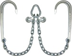 V-Chain with long j hooks, Grade # 40.  V, chain, bridge, b a products, tow, towing, parts, accessories, equipment, transport, tie down, supplies, jerr dan, aw direct, tow parts now, miller, dynamic, century, cm, winch chain, assembly, assemblies, eastern