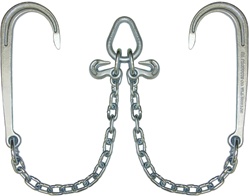 V-Chain with long j hooks, Grade # 40.  V, chain, bridge, b a products, tow, towing, parts, accessories, equipment, transport, tie down, supplies, jerr dan, aw direct, tow parts now, miller, dynamic, century, cm, winch chain, assembly, assemblies, eastern