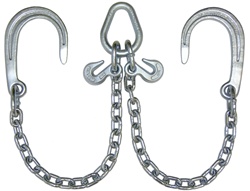 V-Chain with Short J-Hooks, Grade 40, 2' legs.  V, chain, bridge, b a products, tow, towing, parts, accessories, equipment, transport, tie down, supplies, jerr dan, aw direct, tow parts now, miller, dynamic, century, cm, winch chain, assembly, assemblies,