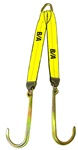 V-Strap with Long J-Hooks Grade 70.  24" legs.  V, chain, strap, hook, bridge, bride, tie down, transport, towing, tow, parts, accessories, equipment, hauling, carriers, flat, bed, roll, back, jerr dan, century, miller, truck, long, short, mini, j-hook