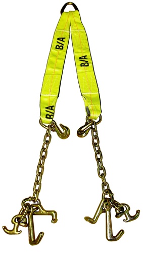 Adjustable V-strap with chain and hook clusters. V, vstrap, hooks