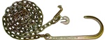 Pair of 5/16" tow chains with long J hooks at one end and T and grab hooks at the other.  Grade 70.  Great for towing, recovery, and transport.  Perfect tie down chains for the rear, on flat beds and car carriers.  Towing parts, accessories, jerr dan.