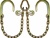 V-Chain with Short J-Hooks Grade 70. 2' legs.  V, chain, strap, bride, bridge, hooks, short, j, towing, parts, equipment, accessories, supplies, transport, tow, recovery, wrecker, carrier, flat, bed, roll, back, jerr, dan, century, miller, truck, tie down