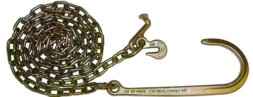 Pair of 5/16 tow chains with long J hooks at one end and T and